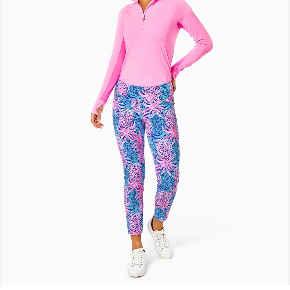 Lilly Pulitzer Corso Pant UPF 50+ Borealis Blue Tropic Down Low Golf